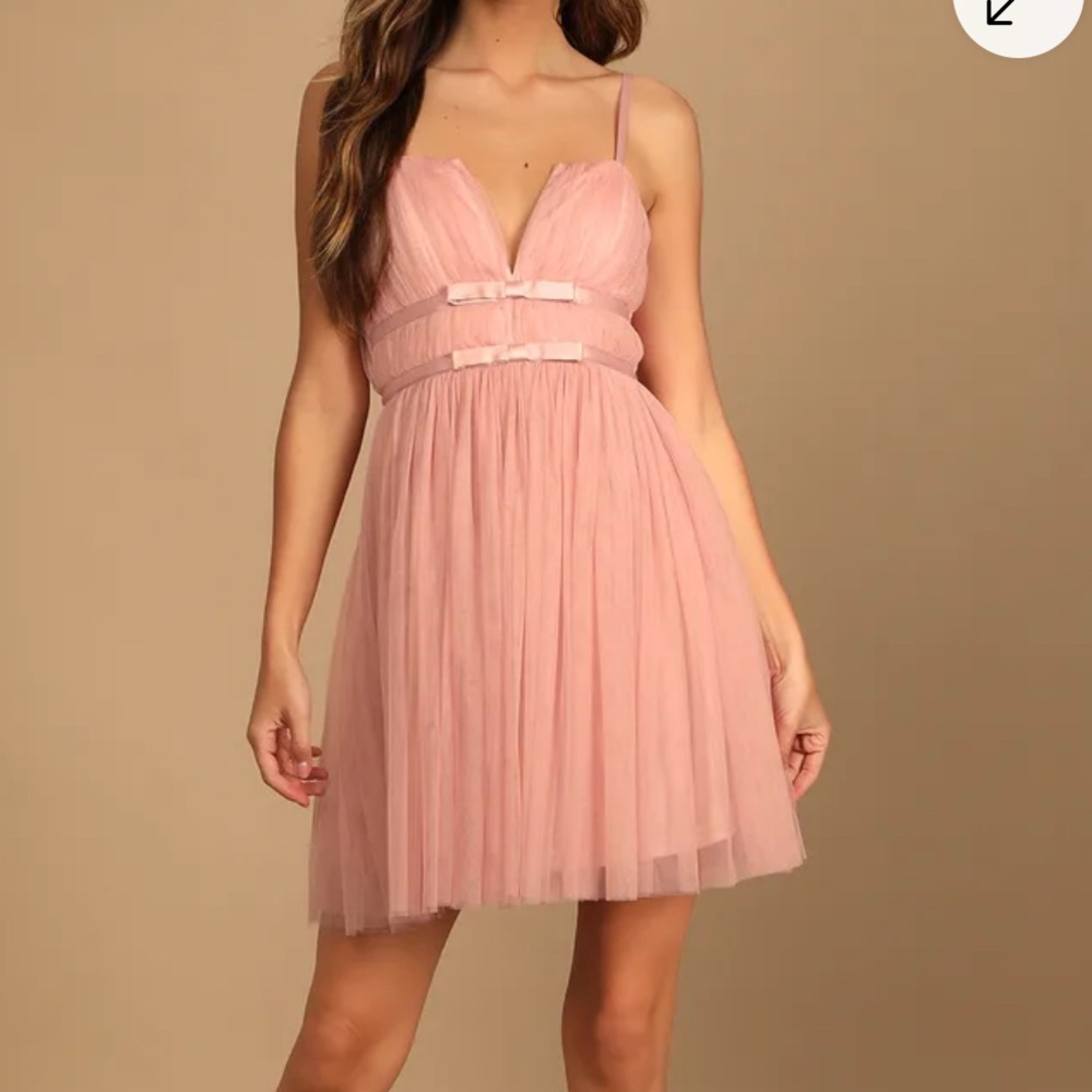 Lulu's Pink Pleated Mini Dress for Weddings